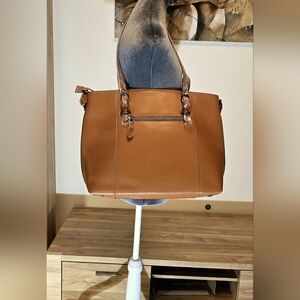 S-ZONE Woman's light brown Leather Tote Bag
